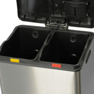 Pattumiera Raccolta Differenziata 2x30L a Pedale, Inox Satinato e Coperchio - 2