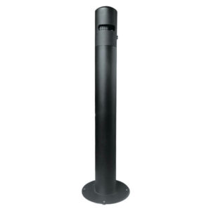 Posacenere a Colonna Inox Nero Antivandalo con Griglia e Fissaggio al Suolo - 1