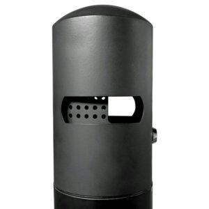 Posacenere a Colonna Inox Nero Antivandalo con Griglia e Fissaggio al Suolo - 2
