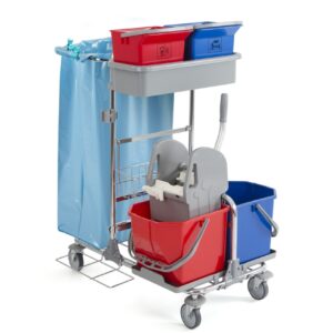 TTS Tecno 01 Carrello Cromato con Strizzatore a Ganasce e 2 Secchi da 15L