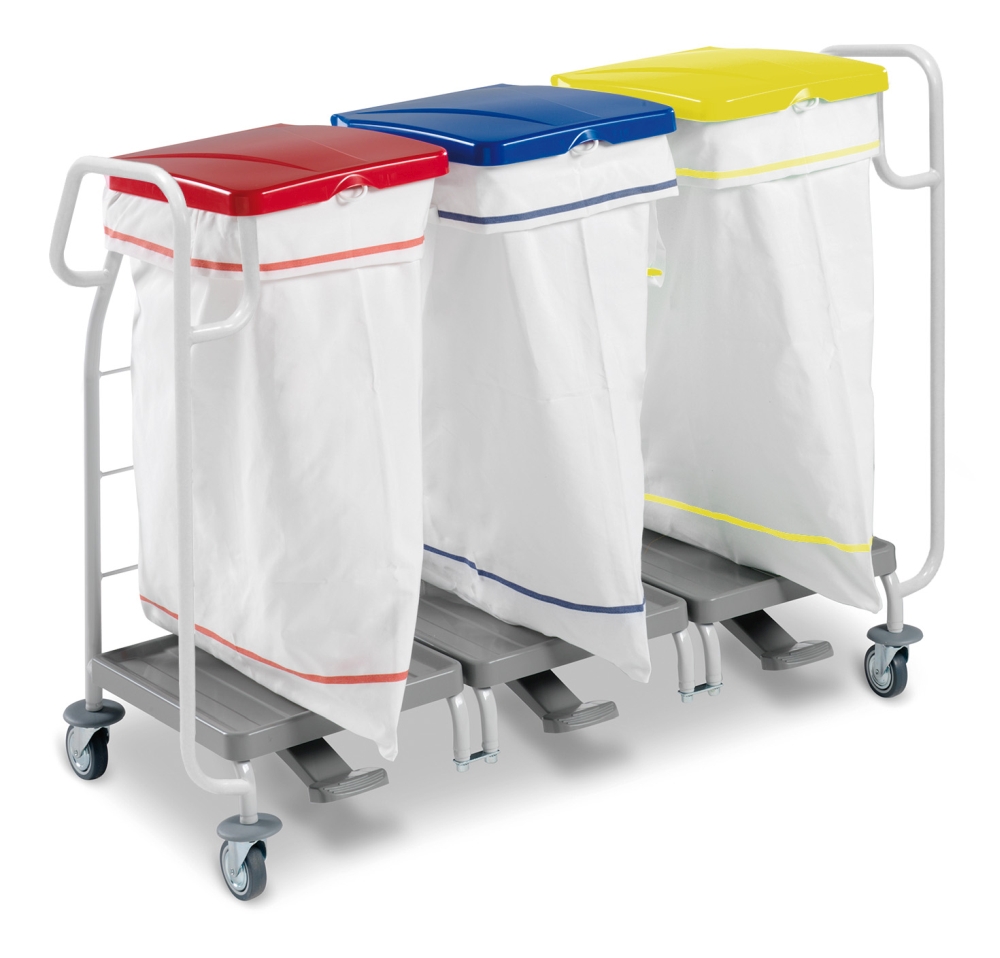 TTS Dust 4175 Carrello Portabiancheria 3x70L Pedale per Raccolta Differenziata