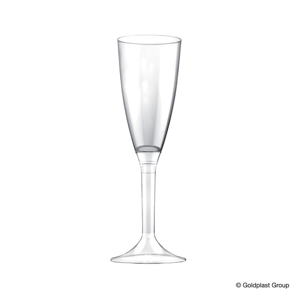 Flute Kristal Champagne Riutilizzabile 120 cc + Gambo Trasparente 20 Pezzi