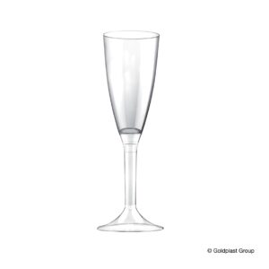 Flute Kristal Champagne Riutilizzabile 120 cc + Gambo Trasparente 20 Pezzi