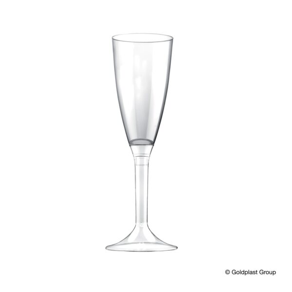 Flute Kristal Champagne Riutilizzabile 120 cc + Gambo Trasparente 20 Pezzi