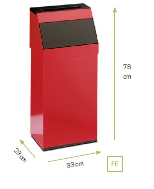 Stilcasa Gettacarte Basculante con Posacenere Rosso in Metallo Verniciato 40 LT