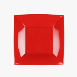 Piatto Dessert Rosso PP Riutilizzabile Natale Capodanno 180 x 180 mm 6 Pezzi