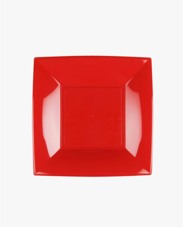 Piatto Dessert Rosso PP Riutilizzabile Natale Capodanno 180 x 180 mm 6 Pezzi