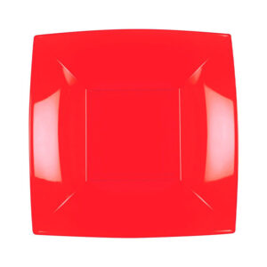Piatto Fondo Rosso PP Riutilizzabile Natale Capodanno 180 x 180 mm 6 Pezzi
