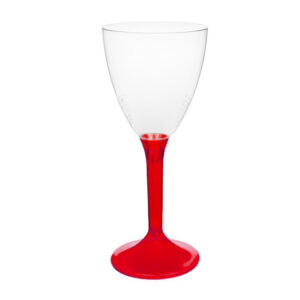 Calice Acqua/Vino con Gambo Rosso PP Riutilizzabile Natale 180 CC 6 Pezzi