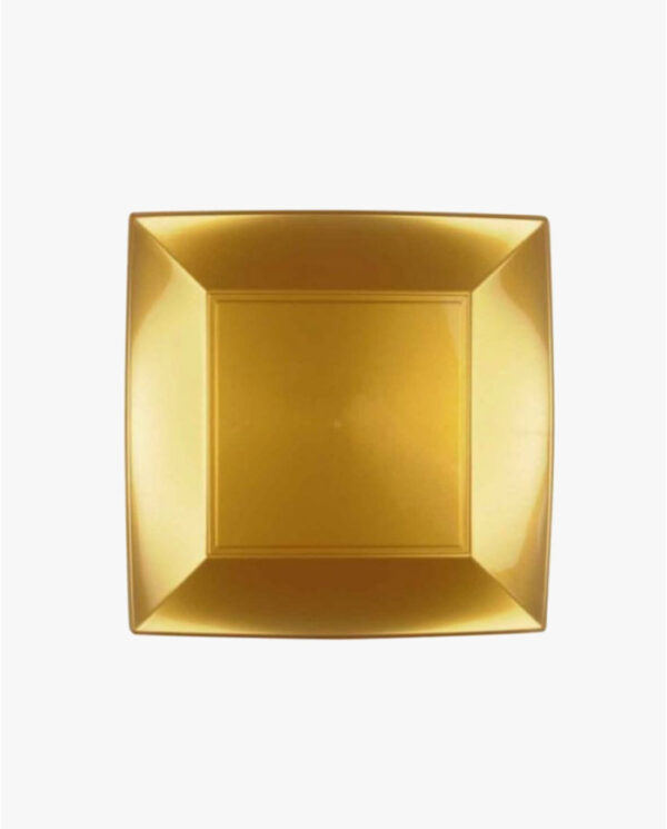 Piatto Dessert Oro PP Riutilizzabile Natale Capodanno 180 x 180 mm 6 Pezzi