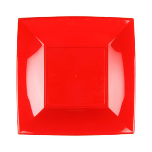 Piatto Piano Rosso PP Riutilizzabile Natale Capodanno 230 mm 6 Pezzi
