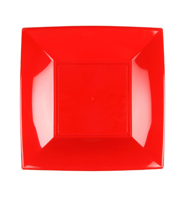 Piatto Piano Rosso PP Riutilizzabile Natale Capodanno 230 mm 6 Pezzi