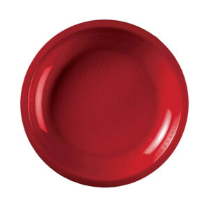 Piatto Piano Rosso PP Riutilizzabile Natale Ø 220 mm 6 Pezzi