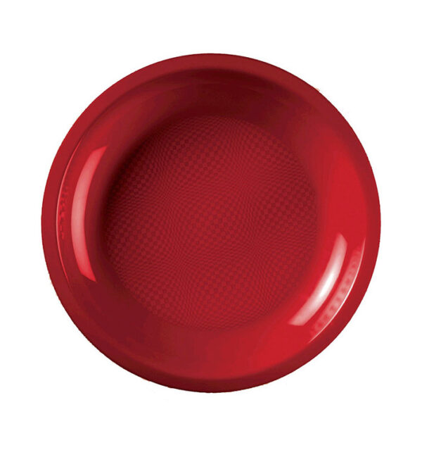 Piatto Piano Rosso PP Riutilizzabile Natale Ø 220 mm 6 Pezzi