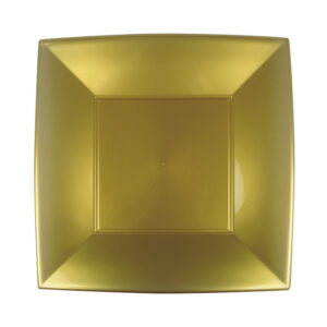 Piatto Grande Oro PP Riutilizzabile Natale Capodanno 290 x 290 mm 6 Pezzi