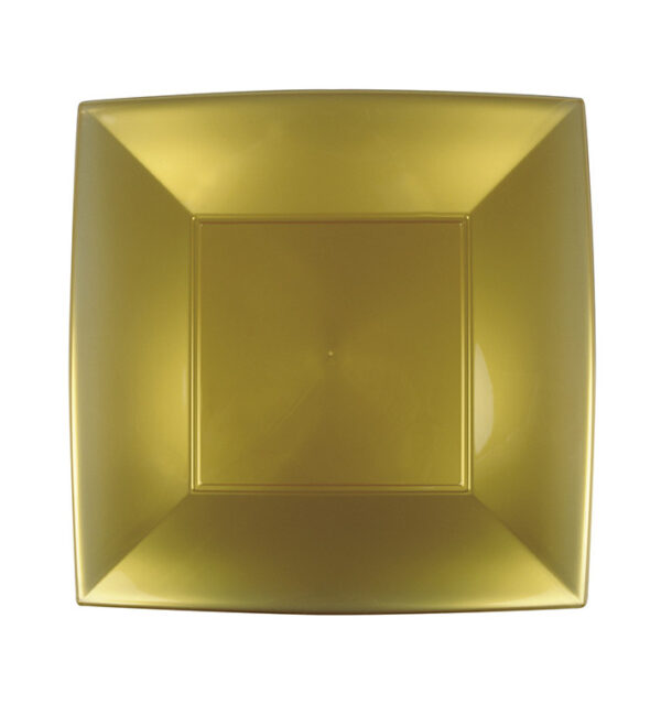 Piatto Grande Oro PP Riutilizzabile Natale Capodanno 290 x 290 mm 6 Pezzi