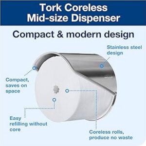 Tork 472259 Dispenser rotoli carta igienica Mid-Size senz'anima Metallo T7 - 2