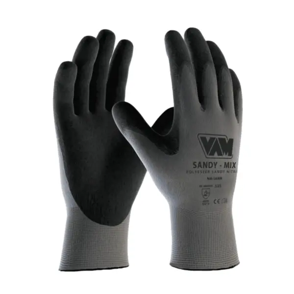 Guanti da Lavoro Nitrile Sabbiato Antiscivolo Grigio DPI II