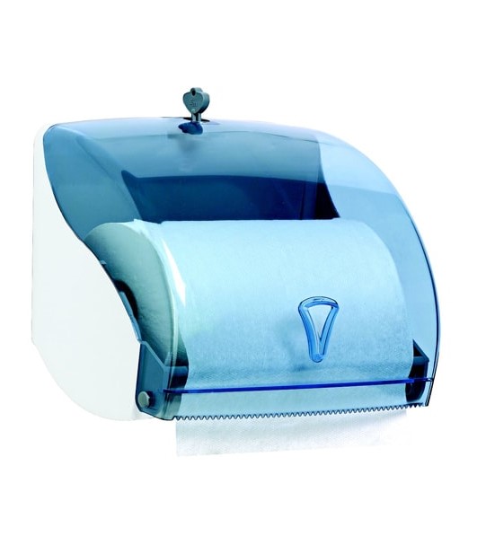 Capri Dispenser per Rotolo e Asciugamani Piegati in ABS Blu Chiusura a Chiave