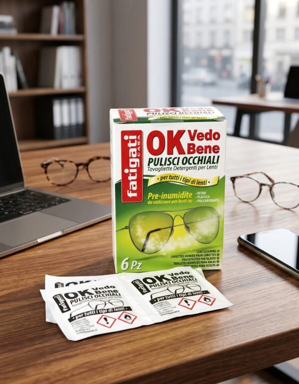 Salviette Pulisci Occhiali e Lenti OK Vedo Bene 6 Pezzi