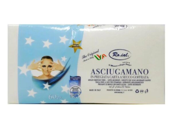 Roial Asciugamani Parrucchieri Monouso Carta a Secco 40x70 Goffrati 60pz