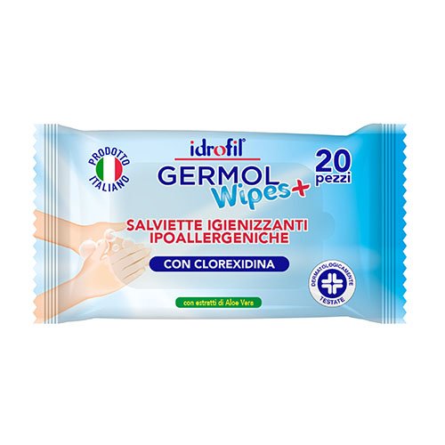 Salviettine Igienizzanti Mani con Clorexidina e Aloe Vera 20 Pezzi