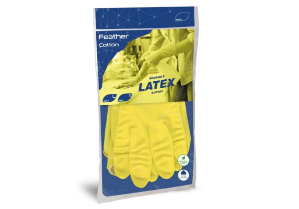 Guanti Riutilizzabili Gialli Lattice Felpati Reflexx Feather Cotton DPI I 40 Gr