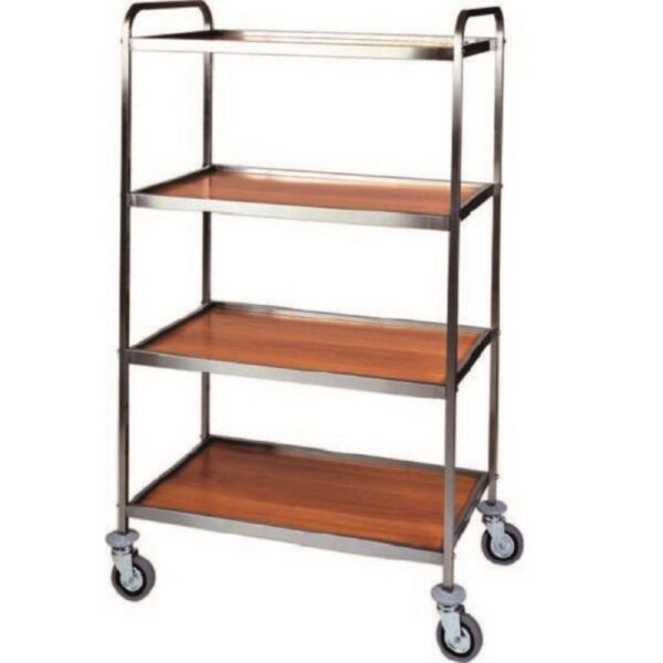 Carrello Inox e Legno Noce 4 Piani 9850165 cm