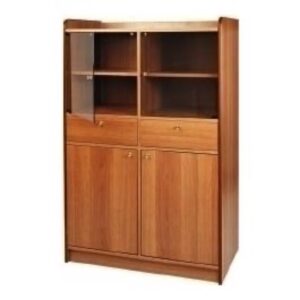 Mobile Sala Alto Doppio con 2 Sportelli in Plexiglas, Finitura Noce, 6849144 c