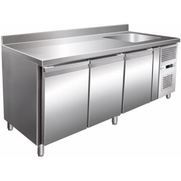 Tavolo Refrigerato Ventilato con Alzatina e Lavello 390 L 2020700960 mm