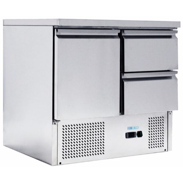 Saladette Refrigerata Statica +2+10°C 1 Anta e 2 Cassetti 900700880 mm