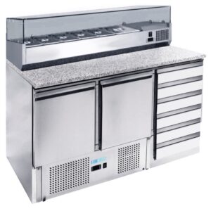 Banco Pizza Refrigerato Statico +2+8°C con Cassetti 14007001020 cm