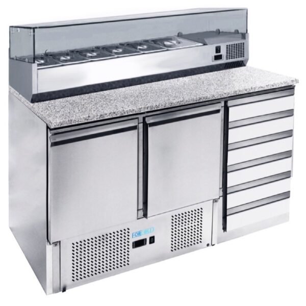 Banco Pizza Refrigerato Statico +2+8°C con Cassetti 14007001020 cm