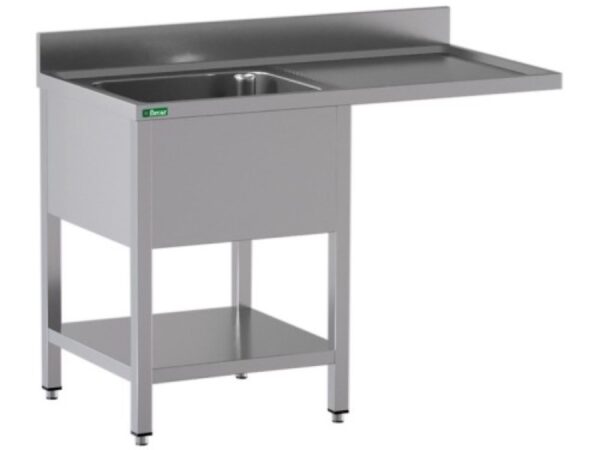 Lavello a Sbalzo Inox 1 Vasca Sgocciolatoio a Sinistra 140x70x95 cm GDS147L1DW