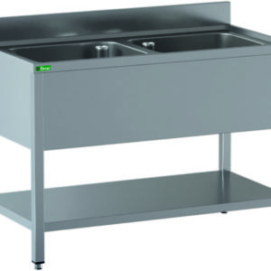 Lavello Aperto Inox 2 Vasche Senza Sgocciolatoio 120x70x95 cm GD127BM2A