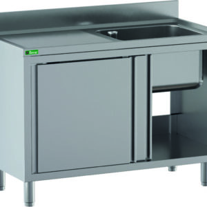 Lavello Armadiato Inox 1 Vasca Sgocciolatoio a Destra 100x70x95 cm GDS107R1CS
