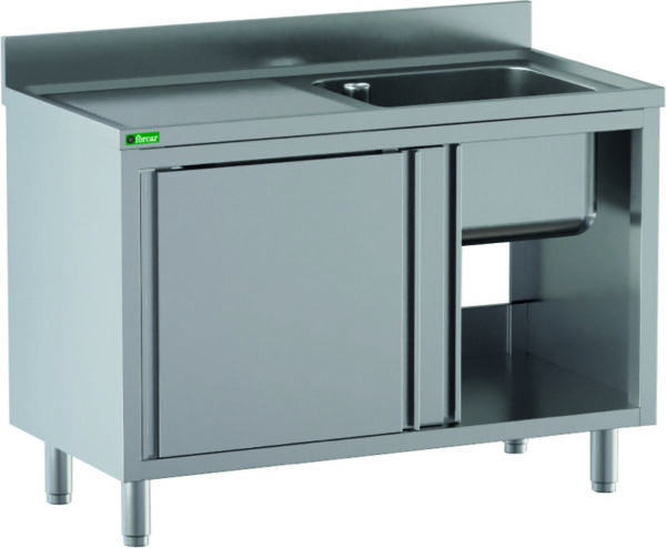 Lavello Armadiato Inox 1 Vasca Sgocciolatoio a Destra 100x70x95 cm GDS107R1CS