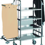 Carrello Portabiancheria 2 Sacchi Inox 4 Piani 75/136x55 cm