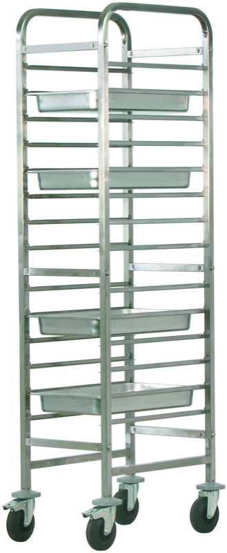 Carrello Portateglie Rinforzato con Frenate 14 Teglie GN 1/1 46x62 cm