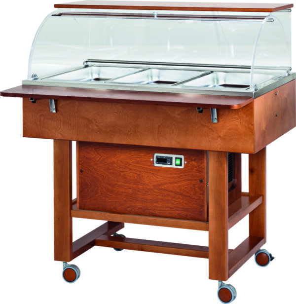 Carrello Refrigerato in Legno 3xGN1/1 Cupola Semicircolare Positivo CLR2787N