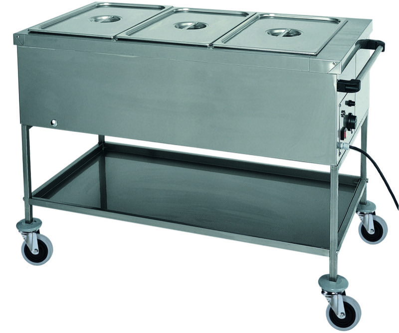 Carrello Termico a Bagnomaria con Frenate 3 Vasche GN1/1 117x65 cm