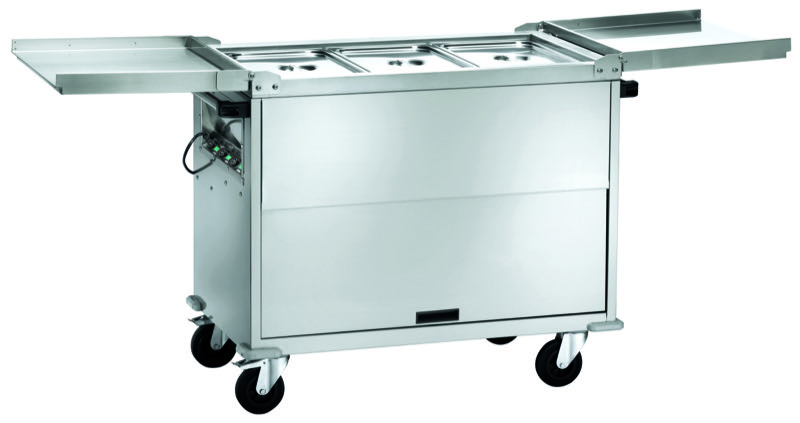Carrello Termico Bagnomaria Armadiato con Coperchi Temperature Differenziate 3xG