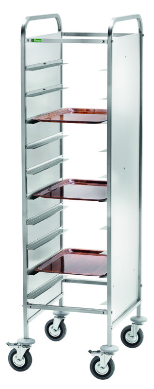 Carrello Portavassoi Rinforzato 10 Vassoi Pannello Inox 45x62 cm