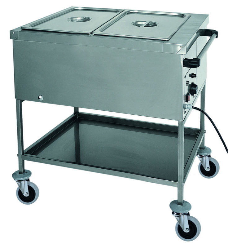 Carrello Termico a Bagnomaria con Frenate 2 Vasche GN1/1 84x65 cm