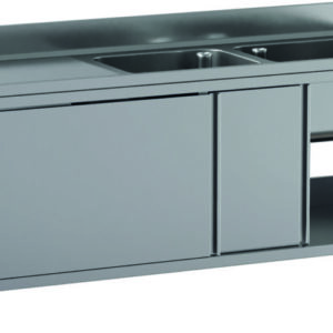 Lavello Armadiato Inox 2 Vasche Sgocciolatoio a Destra - 3