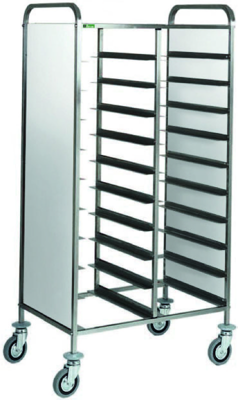 Carrello Portavassoi Pannello Inox 20 Vassoi 81x62 cm