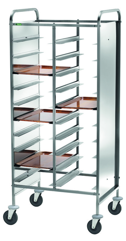 Carrello Portavassoi Rinforzato 20 Vassoi Pannello Inox 81x62 cm