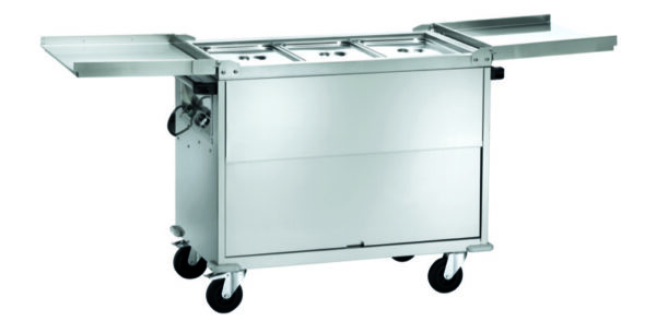 Carrello Termico Bagnomaria Armadiato con Coperchi Vano Inferiore Riscaldato 3xG