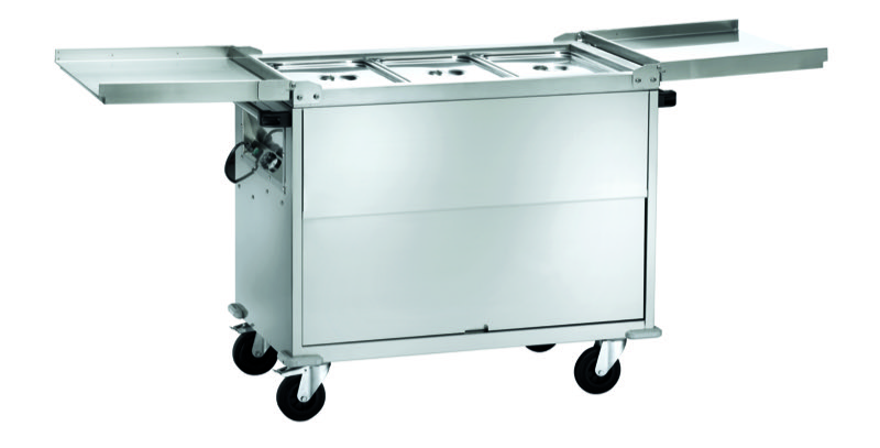 Carrello Termico Bagnomaria Armadiato con Coperchi Vano Inferiore Riscaldato 3xG