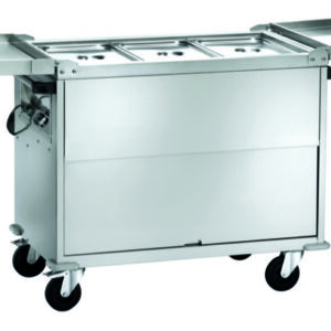Carrello Termico Bagnomaria Armadiato con Coperchi Vano Inferiore Riscaldato 3xG - 3